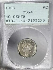 BU 1883 セントなし リバティ V ニッケル PCGS MS64 ラトラー!見た目は65/66品質！アクラ