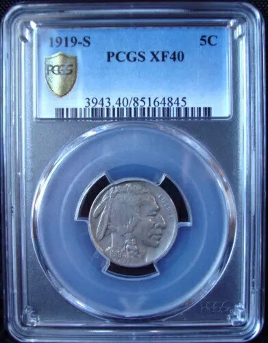 1919-S バッファロー ニッケル - PCGS XF 40 - ゴールド シールド
