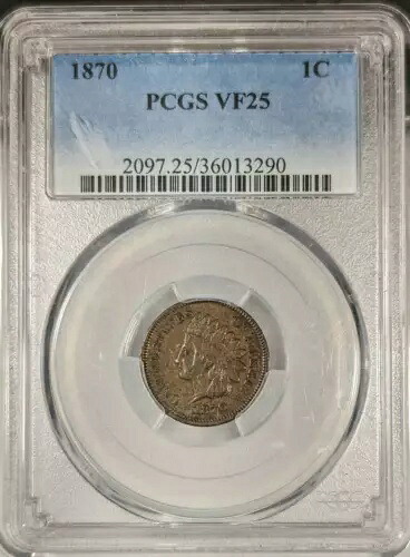 1870 P インディアン セント ペニー PCGS VF-25 BN