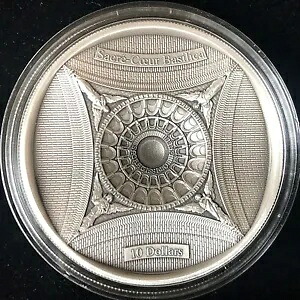 ソロモン諸島 2018 SACRE COEUR BASILICA セイクリッド ハート 4 層 100g 銀貨。