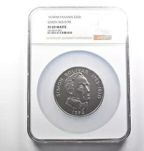 PF69 マット 1974 FM パナマ 20 バルボア シルバー シモン ボリバル NGC *0921｜WORLD RESOURCE【KING店】