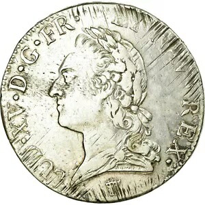 [#20895] コイン、フランス、ルイ 15 世、エキュ・ア・ラ・ヴィエイユ・テテ、エキュ、1772 年、リモージュ、EF