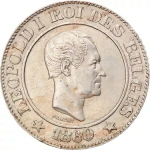 [#897696] コイン、ベルギー、レオポルド1世、20サンタイム、1860年、AU、銅ニッケル、KM:20