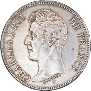 [#869046] コイン、フランス、シャルル 10 世、5 フラン、1825 年、リール、オーストラリア、シルバー、KM:720.13、