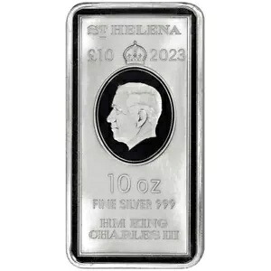 2023 10 ポンド セントヘレナ シルバー キング チャールズ 3 世 10 オンス シルバー バー BU｜WORLD RESOURCE【KING店】