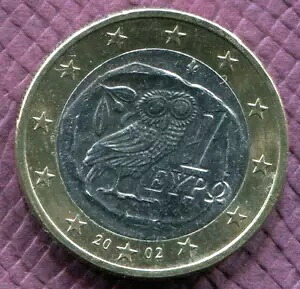 ギリシャ 2002 OWL 1 ユーロ記念コイン。収集可能なコイン。-｜WORLD RESOURCE【KING店】