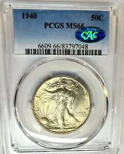 Choice 1940 ウォーキング リバティ ハーフダラー PCGS & CAC MS66 素晴らしい調色、光沢｜WORLD RESOURCE【KING店】