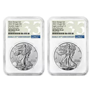 2021 リバース プルーフ アメリカン シルバー イーグル デザイナー 2 個セット NGC PF69 ER 35th An...｜WORLD RESOURCE【KING店】