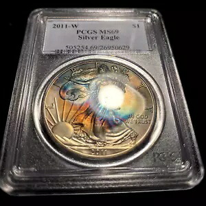 2011 W シルバー イーグル PCGS BU MS69 トーン カラー ~ 素敵なビビッド モンスター トーン｜WORLD RESOURCE【KING店】