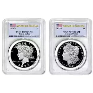 2023 S モーガンとピース シルバー ドル セット プルーフ PCGS PR70 アドバンス リリース フラグ｜WORLD RESOURCE【KING店】