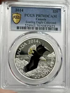 2014 $20 カナダ ソアリング イーグル カラーライズ PCGS PR70DCAM "ポップ 2"|WORLD RESOURCE【KING店】