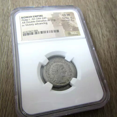 ローマ NGC 古代皇帝フィリップ 1 世 AR ダブル デナリウス VF シルバー コイン 勝利の広告|WORLD RESOURCE【KING店】