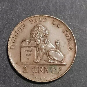 1852 ベルギー 2 サンタイム セント レア年 ニースグレード