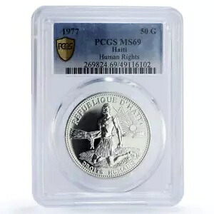 ハイチ 50 グールド 人権 政治 KM-128 MS69 PCGS 銀貨 1977｜WORLD RESOURCE【KING店】 140,800円