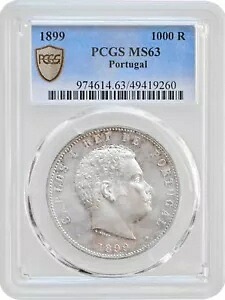 ポルトガル 1000 米 1899、PCGS MS63、「チャールズ 1 世 (1889 - 1908)」銀貨-｜WORLD RESOURCE【KING店】