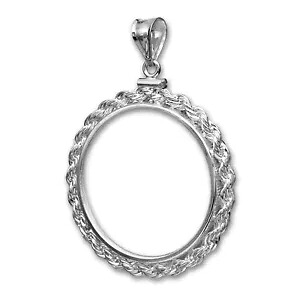 14K ホワイト ゴールド スクリュートップ ロープ ポリッシュ コイン ベゼル - 32.7 mm|WORLD RESOURCE【KING店】