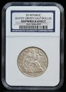 1858 O シーテッド リバティ ハーフダラー 米国コイン SS リパブリック SHIPWRECK エフェクト NGC｜WORLD RESOURCE【KING店】
