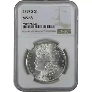 1897 S モルガン ドル MS 63 NGC シルバー $1 未流通コイン SKU:I15816