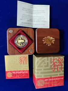 ??2007 $10 ゴールド プルーフ コイン 亥年 太陰王立オーストラリア造幣局 COA