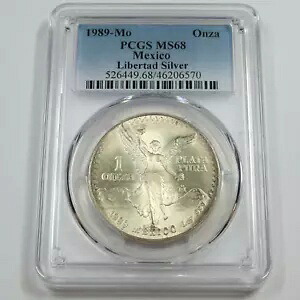 1989 Mo PCGS MS68 - メキシコ - 1 オンス シルバー リベルタ オンザ #46554A