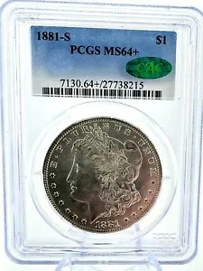 1881 S モーガン シルバー ドル PCGS MS64+ CAC 証明書# 27738215