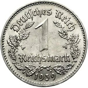 ドイツ帝国 - 第 3 第三帝国 - J. 354 - コイン 1 ライヒスマルク 1939 B - ニッケル