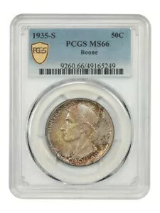 1935-S 50C ブーン PCGS MS66 - クラシック シルバー 記念品 - 低造幣品