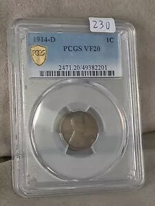 1914 d リンカーン セント PCGS VF20 ゴールド シールド ニース チョコレート ブラウン