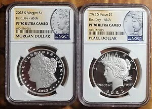 2023 S MORGAN & PEACE シルバーダラー NGC PF70 UC 2本セット -ANA 発売初日-