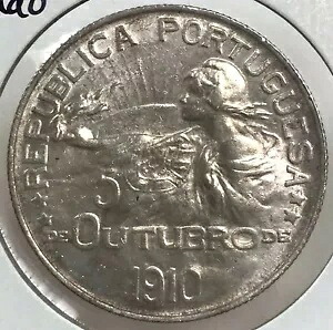 1910 ポルトガル 1 エスクード共和国誕生 希少な未流通銀貨