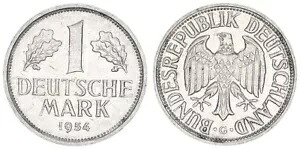 ドイツ 1DM 通貨 コイン 1954 G XF/XF+ 91662