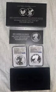 2021 リバース プルーフ アメリカン シルバー イーグル デザイナー 2pc NGC PF69 Rev PR COA ボックス