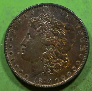1879 完全な金色トーンのモーガン シルバー ダラー エンド オブ ロール コイン @GM076