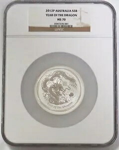 2012 P シルバー オーストラリア 5オンス ルナ イヤー オブ ドラゴン $8 NGC ミント ステート 70｜WORLD RESOURCE【KING店】