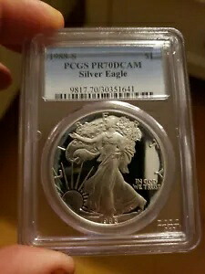 1988 S プルーフ シルバー イーグル PCGS PR70 DCAM クラシック ブルー ラベル｜WORLD RESOURCE【KING店】 146,850円