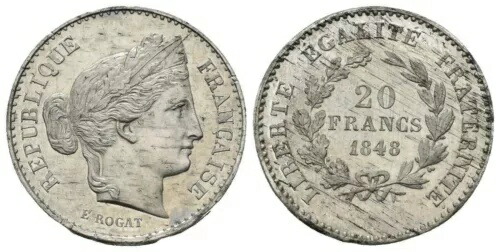 フランス - エッサイ 20 フラン 1848 - 1848、ロガット - マザール 1262 - XF