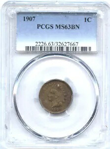 1907 1C- PCGS MS63BN インディアンヘッドセント//