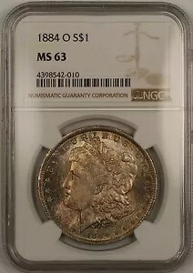1884-O モーガン シルバー ダラー 1 ドル コイン NGC MS-63 きれいに色調 (13b)