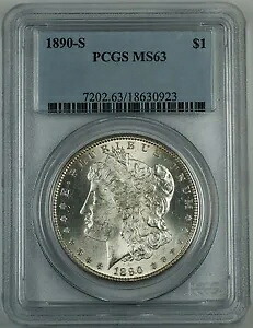 1890-S モーガン シルバー ダラー コイン、PCGS MS-63、ベター コイン