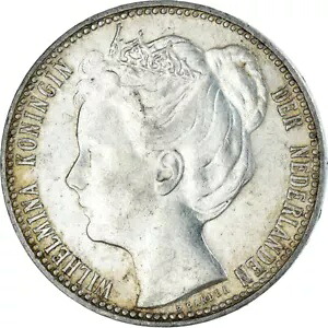 [#374298] コイン、オランダ、ヴィルヘルミナ 1 世、グルデン、1901 年、EF、シルバー、KM:122.1