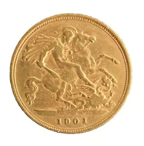 1901 年ビクトリア女王ゴールド ハーフ ソブリン コイン|WORLD RESOURCE【KING店】