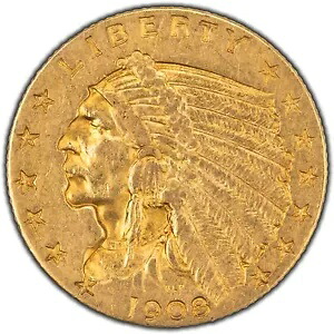 1908年 アメリカ $2.50 クォーターイーグル金貨