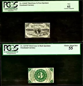 端数通貨 Fr. 1226SP & 1227SP 3 セントスペック W/J Burke Auto PCGS 61 & 55｜WORLD RESOURCE【KING店】