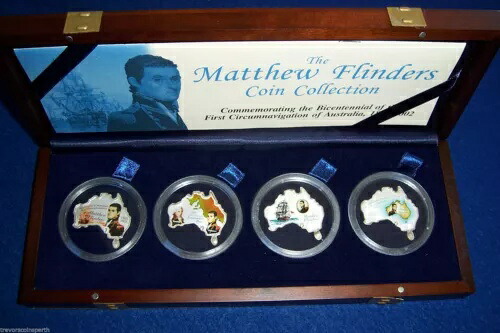 Matthew Flinders 4 コイン MAP SHAPED シルバー色のセット。｜WORLD RESOURCE【KING店】