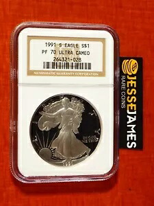 1991 S プルーフ シルバー イーグル NGC PF70 ウルトラ カメオ クラシック ブラウン ラベル|WORLD RESOURCE【KING店】