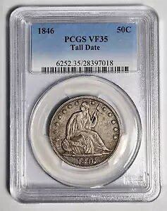 1846 P ハーフダラーズ リバティ シーテッド PCGS VF-35 トール デイト|WORLD RESOURCE【KING店】