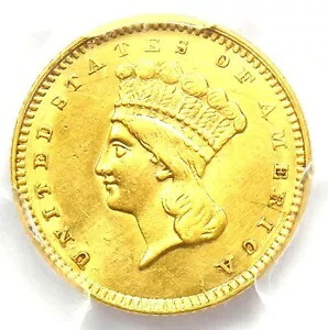 1857 インディアン ゴールド ダラー G$1 コイン - 認定 PCGS AU 詳細 - レアなゴールド コイン!｜WORLD RESOURCE【KING店】