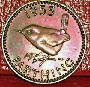 1955 イギリス女王エリザベス 2 世ファージング ブロンズ コイン KM# 895|WORLD RESOURCE【KING店】