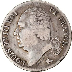 [#865041] コイン、フランス、ルイ18世、ルイ18世、フラン、1824年、リモージュ、ベリーr、｜WORLD RESOURCE【KING店】