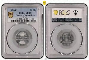 ワイマール Rep. 50 フェニヒ 1921 E J-301 MS68 ブリリアント 未流通|WORLD RESOURCE【KING店】